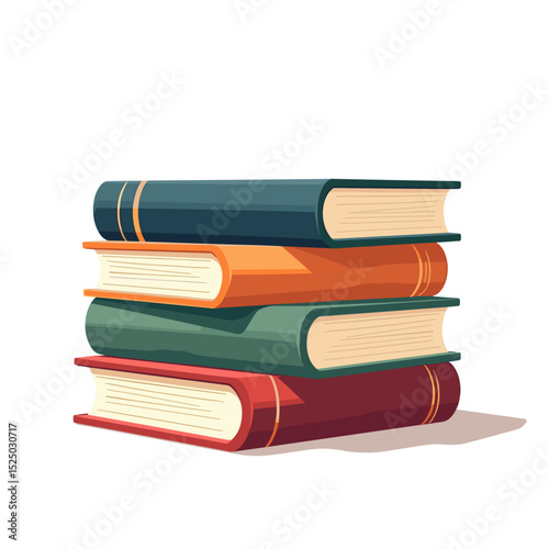 Stack of Colorful Books Illustration for Education and Learning Resources, Vector Design