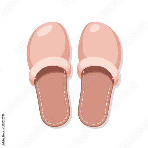 Pair of Comfortable Pink Slippers with Fur Lining, Cozy Home Footwear Illustration