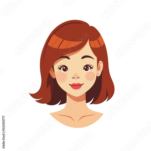 Illustration of a Young Woman with Brown Hair and Fair Skin, Smiling and Looking Directly at the Viewer