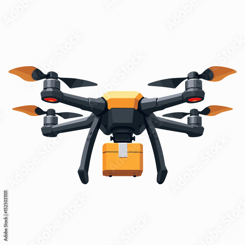 Delivery Drone with Package Box Flying Illustration, Modern Transportation and Technology Concept