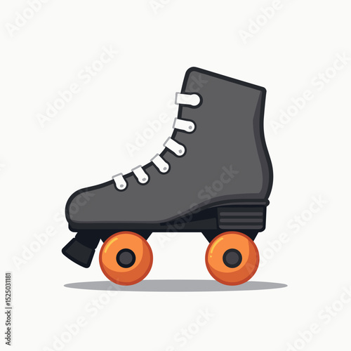 Single Roller Skate with Orange Wheels Isolated on White Background Vector Illustration