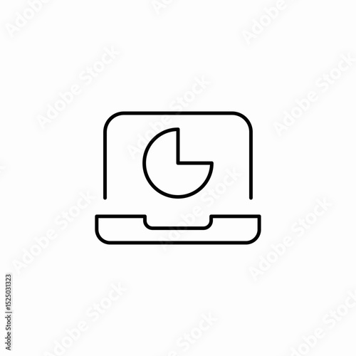 laptop share pi chart icon sign vector