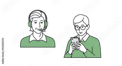 Customer Service Representatives  Phone Support and Mobile Assistance Illustrations