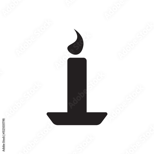 Burning candle icon vector. Simple candle with flame for memorial, celebration, or spirituality. 