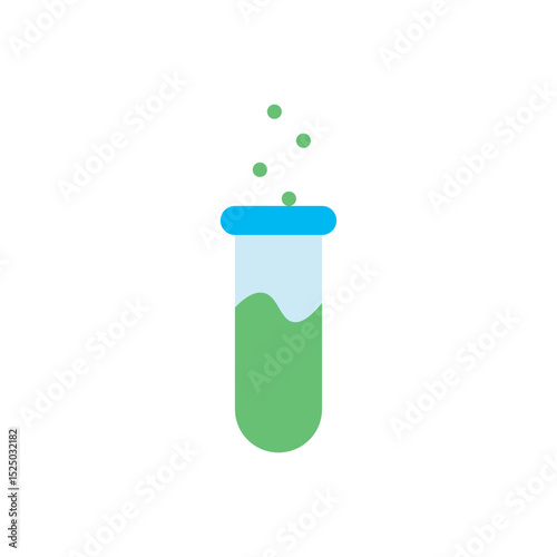 Green test tube icon vector. 