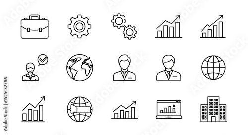 Business Growth Icons Line Art Graphics for Presentations and Websites