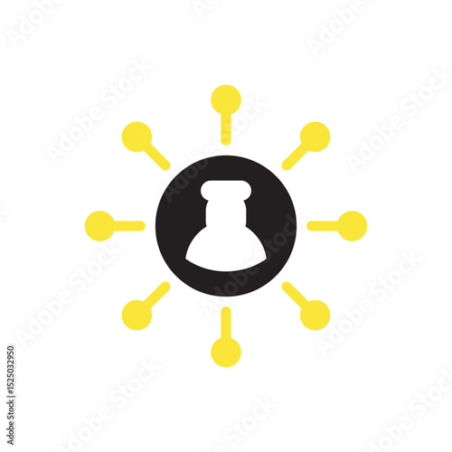 Strategy and idea icon. Chess piece inside light bulb representing strategic thinking and ideas. 
