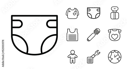 Baby Diaper Icon Simple Line Art for Design Projects