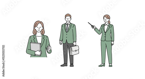 Professional Business People Illustrations Diverse Team, Corporate Figures, Office Workers