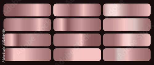 Vector set of gold and bronze metal gradients. Vector collection of metal metallic gradients, chrome christmas gradient, gold gradients metallic gradients.eps8