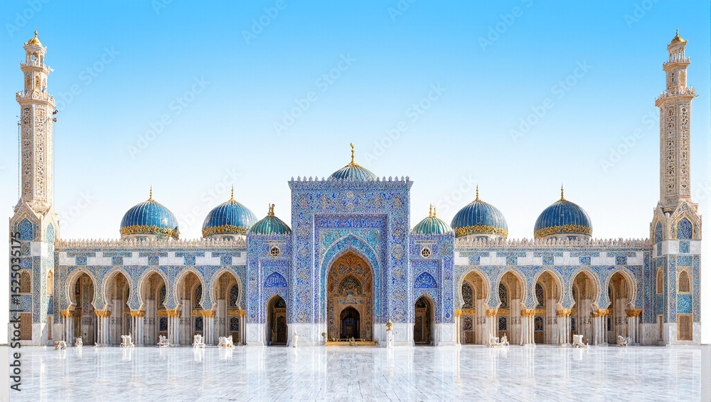 Fototapeta premium Majestic mosque with blue and gold tilework