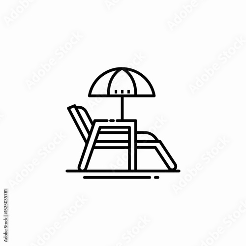 sun bed beach icon sign vector