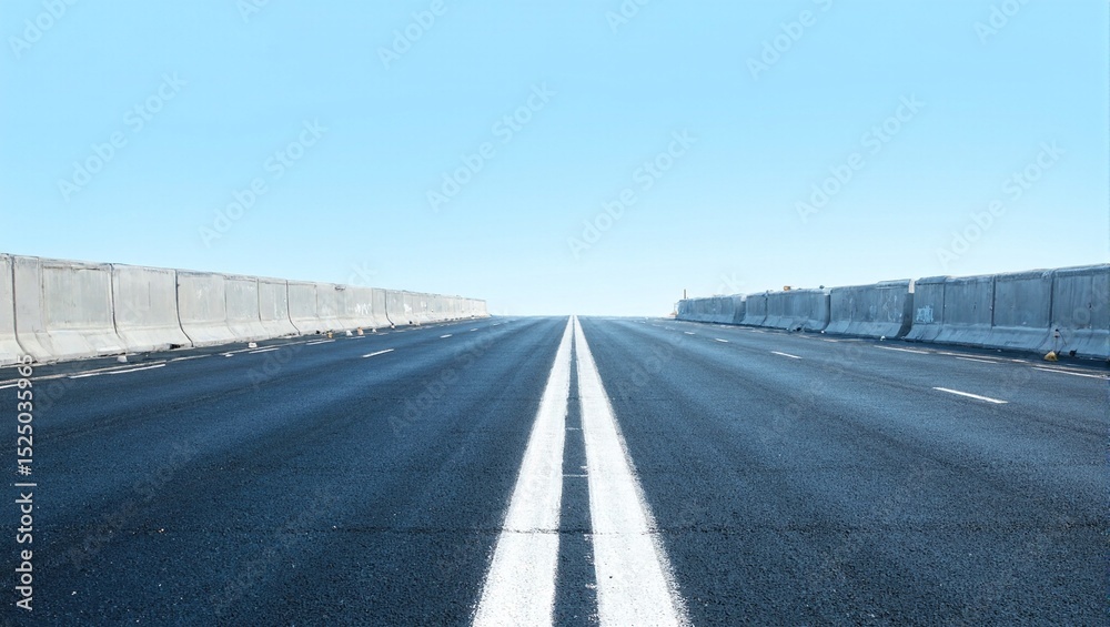Fototapeta premium Fresh asphalt highway under blue sky