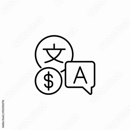 translation service cost icon sign vector