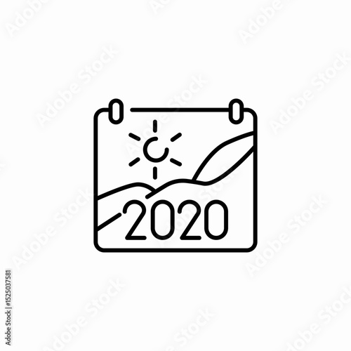 yearly calendar 2020 icon sign vector