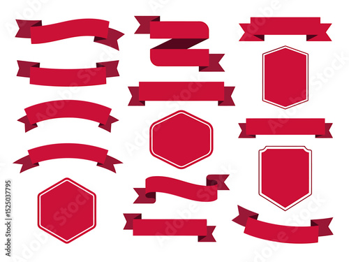 A Collection of Red Banners and Ribbons Design Elements for Festive Occasions