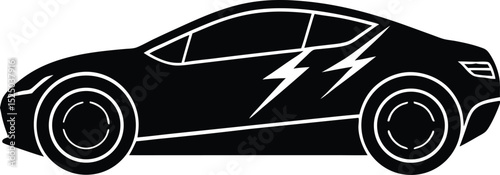 Sleek black sports car vector illustration for fast automobile racing design concept