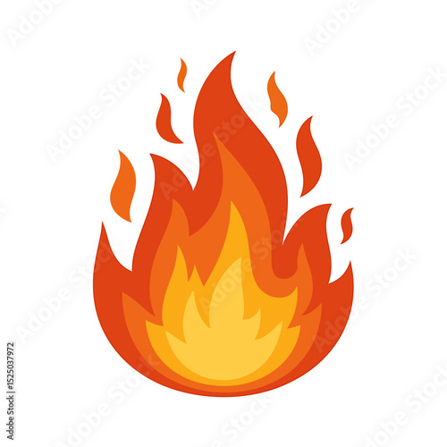 A-Stylized Cartoon Illustration of Fiery Flames Hot, Burning, and Bright