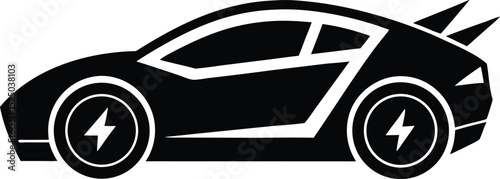 Sleek black luxury sports car silhouette vector illustration on a road, a fast and stylish automobile design showcasing speed and automotive excellence