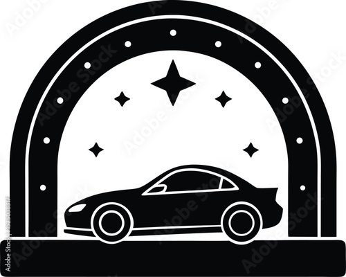 A mysterious car speeds down a dark road on a Halloween night, its journey shrouded in an eerie glow