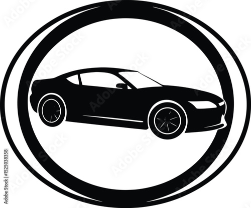 Black car silhouette vector icon for fast luxury automobile transportation design