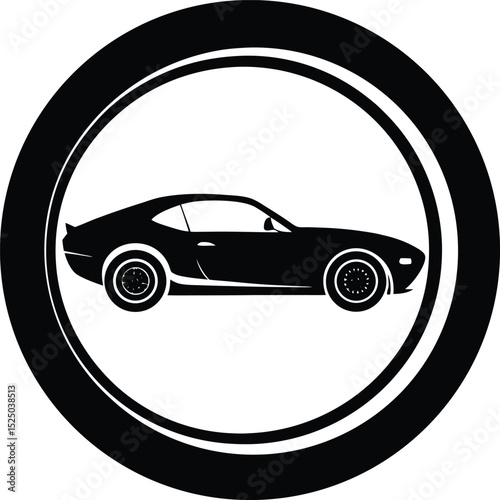 Black luxury sports car vector icon for fast automotive transportation design
