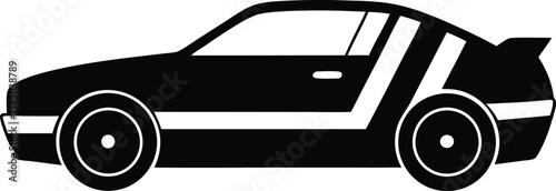 A sleek black sports car vector isolated on white, symbolizing luxury automotive design and the thrill of speed