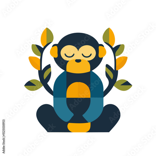 My Simple flat 2D icon monkey isolated on transparent background, vector, flat design, animation design, vector, flat design, animation design, simple flat 2D icon, minimalist design