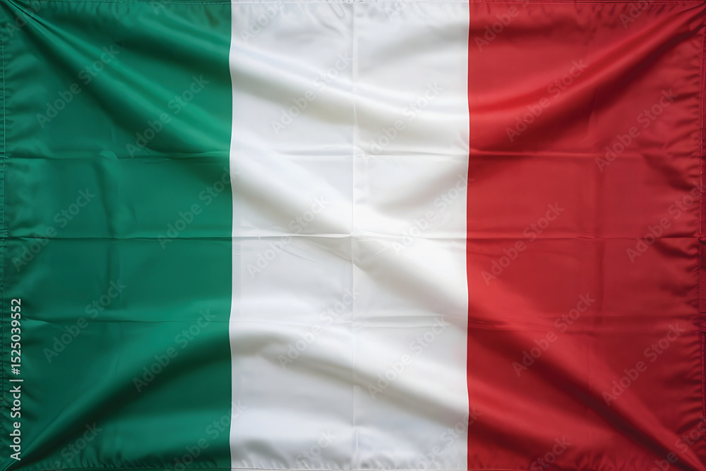 Obraz premium A vibrant italian flag, draped in soft folds, displays its rich green, white, and red colors
