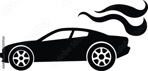 Sleek black sports car vector illustration of a luxurious, fast automobile