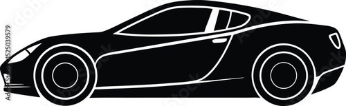 Black sports car and luxury motorboat isolated vector illustration on white
