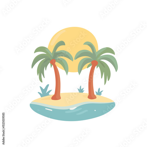 My Simple flat 2D oasis icon on a transparent background, high-resolution vector illustration, minimalist clipart, suitable for print and digital design, clipart icon set