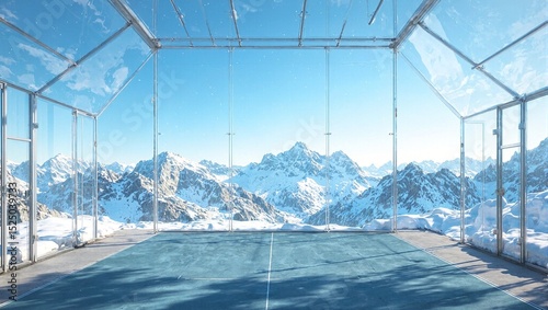 Scenic padel court in the swiss alps