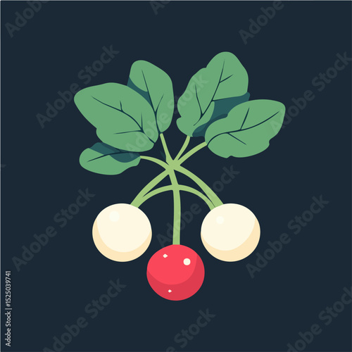 My Simple flat 2D radish bunch icon on a transparent background, high-resolution vector illustration, minimalist clipart, suitable for print and digital design, clipart icon set