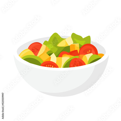 My Simple flat 2D salad bowl icon on a transparent background, high-resolution vector illustration, minimalist clipart, suitable for print and digital design, clipart icon set	