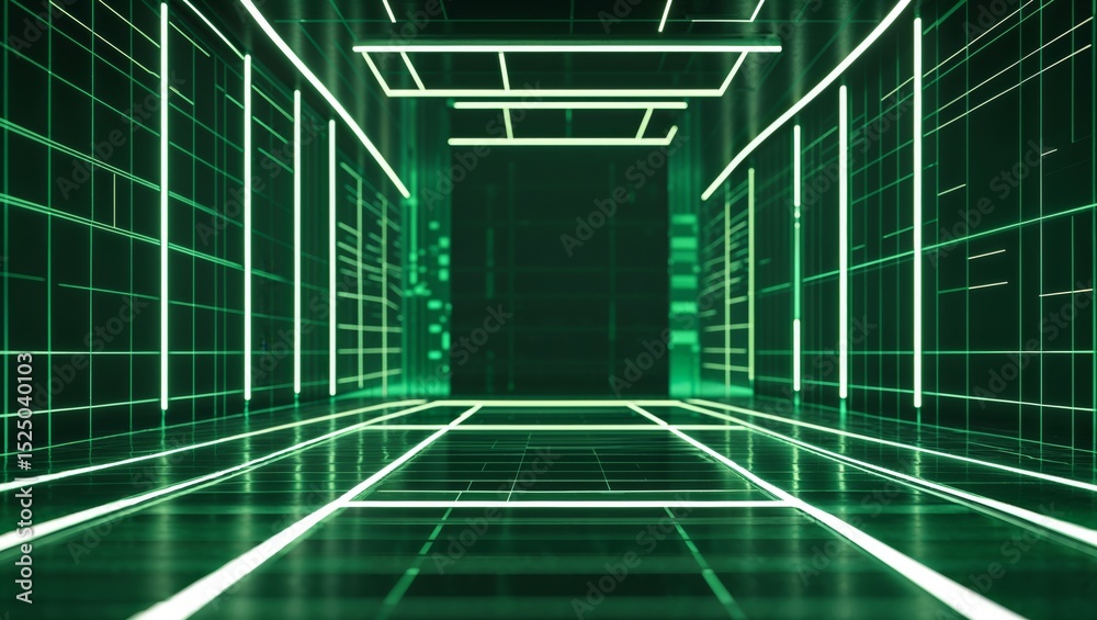 Fototapeta premium Green old-fashioned cyber digital background