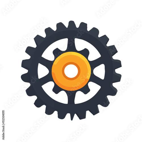 My Simple flat 2D chain sprocket icon on a transparent background, high-resolution vector illustration, minimalist clipart, suitable for print and digital design, clipart icon set	