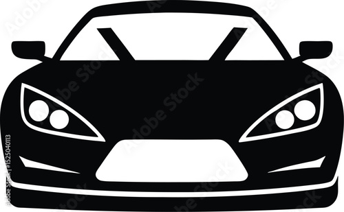 Sleek black sports car, a classic luxury vehicle, perfectly isolated for design and speed illustration 