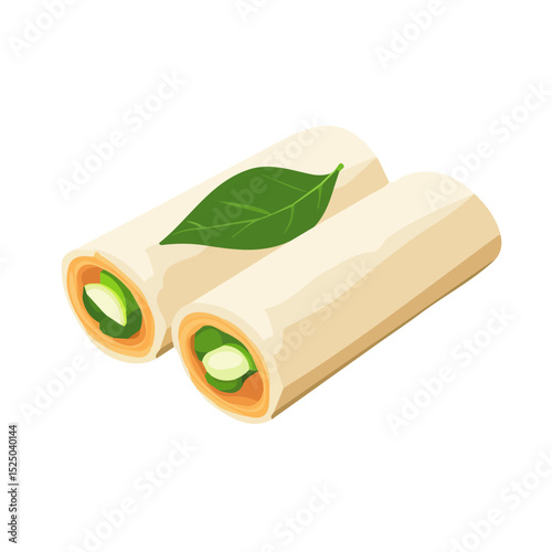 My Simple flat 2D spring roll icon on a transparent background, high-resolution vector illustration, minimalist clipart, suitable for print and digital design, clipart icon set	