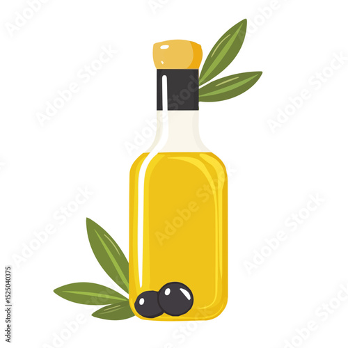 My Simple flat 2D olive oil icon on a transparent background, high-resolution vector illustration, minimalist clipart, suitable for print and digital design, clipart icon set