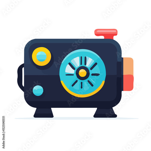My Simple flat 2D air compressor  icon on a transparent background, high-resolution vector illustration, minimalist clipart, suitable for print and digital design, clipart icon set	