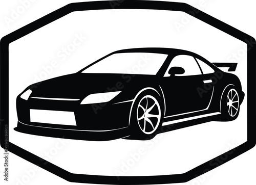 Sleek black sports car silhouette vector illustration for a fast luxury vehicle design