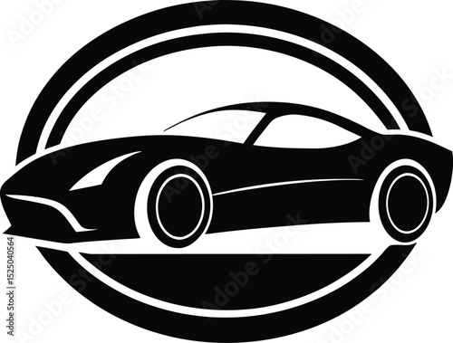Black sports car silhouette vector illustration featuring a luxurious, fast, and classic automobile design