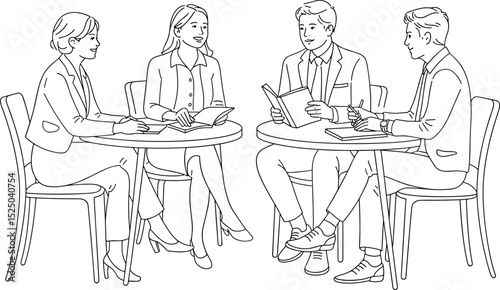 Business meeting, office teamwork, group discussion, corporate brainstorming, professionals talking, 
