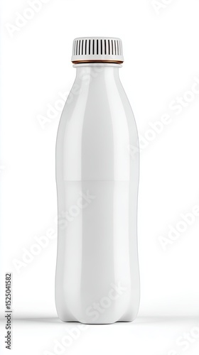 A Plain White Bottle for Beverage Storage and Branding Display on White Background