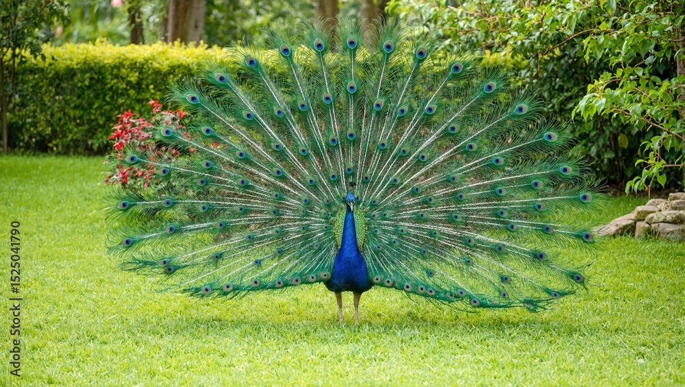 Obraz premium Peacock displaying feathers