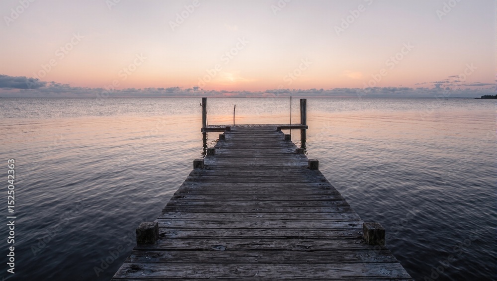 Fototapeta premium Sunset pier on tranquil lake