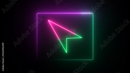 Neon Cursor Inside a Square with a Gradient from Pink to Green on Black neon