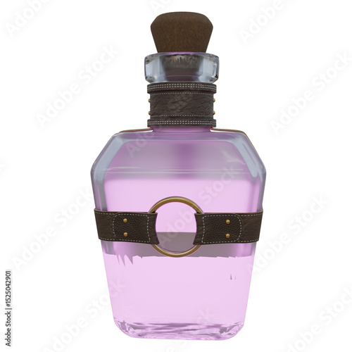 3D rendered magic potion bottle isolated on transparent background