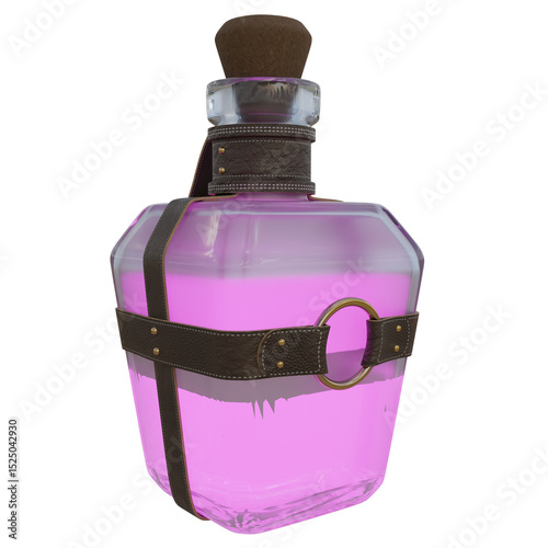 3D rendered magic potion bottle isolated on transparent background